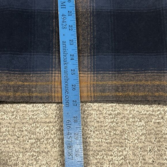 Abercrombie & Fitch Shirt Jacket Mens Large Blue Tan Plaid Flannel Pockets - Picture 8 of 9